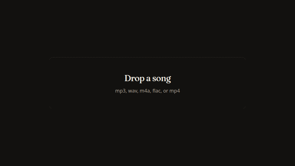 Drop area used before making a drumless track from a local file.